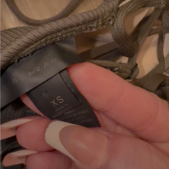 LA Hearts by PacSun Tie Front One-Piece Swimsuit Olive Green Ribbed SizeXS - Picture 8 of 13